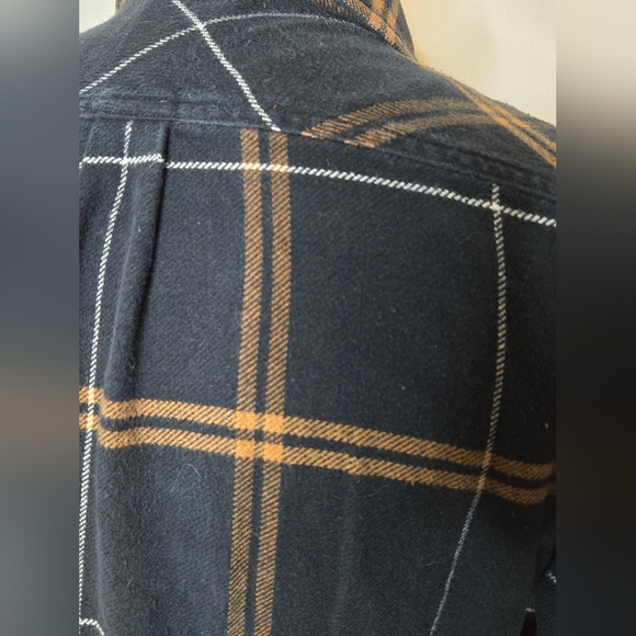 Vans Men’s Plaid Flannel Shirt – Tailored Fit Black Brown Check Button-Up Medium - Picture 5 of 8